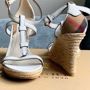 BURBERRY Espadrille Wedge White Shoes Sandals